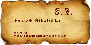 Börcsök Nikoletta névjegykártya