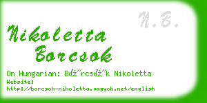 nikoletta borcsok business card